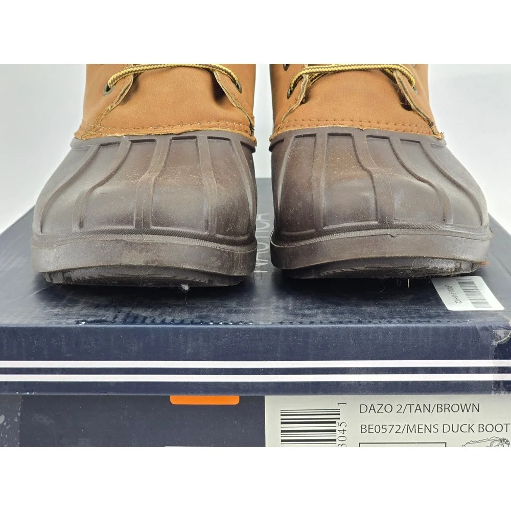 Nautica Dazo 2 Duck Boots Mens 10 Tan Brown Thinsulate Insulated Laced-Excellent
